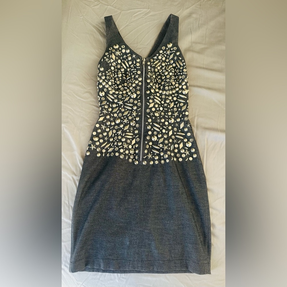 Embellished Black Strapless Dress